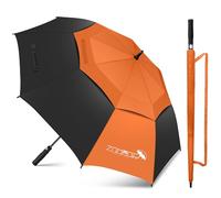 ZOMAKE Regenschirm Groß Sturmfest XXL - 68 Zoll Großer Golfschirm Automatik,Zweifarbig,Winddichter Partnerschirm Stabil für 2-3 Personen(Z-Orange-schwarz)