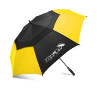ZOMAKE Regenschirm Groß Sturmfest,XXL Großer Golf Umbrella Sturmfest Automatik,Schirm Windfest Schwarz für 2 Personen,Golfschirm Stabil für Herren Damen Familie(Schwarz&Gelb)