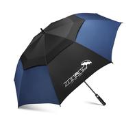 ZOMAKE Regenschirm Groß Sturmfest,XXL Großer Golf Umbrella Sturmfest Automatik,Schirm Windfest Schwarz für 2 Personen,Golfschirm Stabil für Herren Damen Familie(Schwarz&Marineblau)