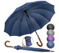 ZOMAKE Regenschirm Groß XXL,12 Rippen Stockschirm Sturmfest Stabil,55 inch Golf Regenschirme Großer Automatik mit Holzgriff,Schirm Windsicher Regenfest Reise für Herren Damen(Königsblau)