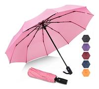 ZOMAKE Regenschirm Taschenschirm Sturmfest,Klein Schirm mit Auf-Zu-Automatik für Herren Damen - Travel Umbrella mit UV Schutz, (Rosa)