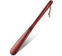 ZOMAKE Schuhanzieher aus Holz Lang - 40cm Holzschuhlöffel Design Damen Herren Schuhlöffel Langer Stabil,Schuhlöffel mit Hängendem Seil für Senioren Kinder(Rot)