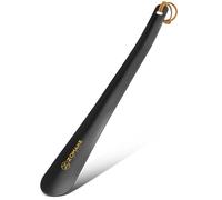 ZOMAKE Schuhanzieher lang Metall 30 cm aus Edelstahl, Schuhlöffel Schwarz | Schuhlöffel lang, formstabil und langlebig, mit Schlaufe, für bequemes Anziehen, Damen, Herren, Kinder, Stiefel und unterwegs
