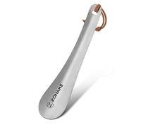 ZOMAKE Schuhlöffel Klein,Kleiner Schuhanzieher Metall,Mini Edelstahl Reise Schulöffel Kurz 18.5cm Mit Seil(1er Silber)