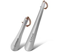 ZOMAKE Schuhlöffel Lang 30cm Schuhanzieher Lang Metall,Mini Edelstahl Reise Schulöffel Kurz 18.5cm mit Seil(2er Silber)