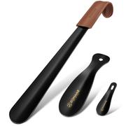 ZOMAKE Schuhlöffel lang 42 cm, Schuhlöffel klein 19 cm, Metall, 3er Schwarz | Robustes Schuhanzieher-Set aus Edelstahl, langlebig, ohne Bücken, für Senioren, Kinder, Damen und Herren, Alltag, Reise