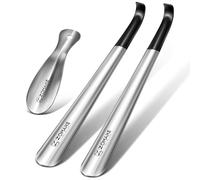 ZOMAKE Schuhlöffel Lang 42cm,Langer Schuhanzieher Metall,Klein Schulöffel Edelstahl Stabil Kinder(3er Silber B)