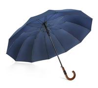 ZOMAKE Stockschirm Groß 55inch,12 Rippen Regenschirm Groß Golfschirm Stabil mit Auf-Zu-Automatik für Herren Damen,Travel XXL Schirm Sturmfest mit Holzgriff PU-Lederetui(Marineblau-B)