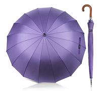 ZOMAKE Stockschirm - XXL 55 inch Golf Regenschirm Groß,16 Rippen Sturmfest Stabil Automatik Umbrella,Windsicher Regenfest Reise Regenschirm mit Holzgriff für Damen & Herren(Lila)