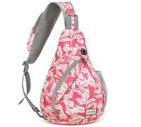 ZOMAKE Unisex-Erwachsene Sling Bag Tragetasche, Fushcia White Leaf, Small