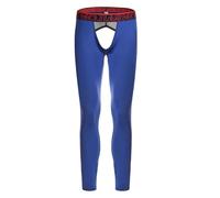 ZONBAILON Thermounterwäsche für Herren, Öffnungen vorne und hinten, Kompressionshose, Strumpfhose, Winter, Herren-Unterhose, Leggings, 1 Packung: Blau, XXL