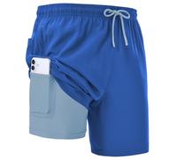 Zoofly Badehosen für Herren Schnelltrocknend Badeshorts für Männer Elastische Taille Schwimmhose Mann Kompressionsfutter Sportshorts Laufshorts Hell Blau L