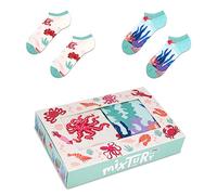 ZOOKSY - Lustige Bunte Sneaker Socken für Damen und Herren (2 Paar) I Funny Socks I Verrückte Motivsocken mit Baumwolle I Bunt Motiv Kurze Socken | Größe: 36-40 | Farbe: Treasures of the Sea