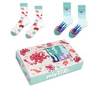 ZOOKSY - Lustige Bunte Socken für Damen und Herren (2 Paar) I Funny Socks I Verrückte Motivsocken mit Baumwolle I Bunt Motiv Socke I Große: 36-40 I SCHÄTZE DES MEERES