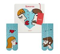 ZOOKSY - Lustige Socken für Verliebte (2 Paar) I Liebe Motivsocken für Paare I Damen & Herren I Socks for Couples I Dunkelblonde Frau, braunhaariger Mann, 41-46/41-46