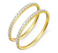 ZOOROO 2-Stück 14K Goldlegierung Stack Ringe für Oura Ring 5/Gen 4/4 Keramik/Gen 3, RingConn Gen 3/Gen 2 Air/Samsung Galaxy Ring/Ultrahuman, Zirkonia Simulierte Diamant Ringe Stacking für Frauen