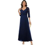 ZOOYYUE Abendkleid Große Größen,Damen Chiffon Lang Brautmutterkleider Für Hochzeit Formelles Abendkleid Mit Ärmeln Kleider Für Die Brautmutter Hochzeitsgastkleid Marineblau 48