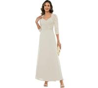 ZOOYYUE Abendkleider Elegant Für Hochzeit,Damen Chiffon Lang Brautmutterkleider Für Hochzeit Formelles Abendkleid Mit Ärmeln Kleider Für Die Brautmutter Hochzeitsgastkleid Elfenbein 32