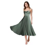 ZOOYYUE Abendkleider Elegant Für Hochzeit,Damen Spaghettiträger Satin Falten Abendkleider V-Ausschnitt Brautjungfernkleider Festlich Elegant Für Hochzeit Eukalyptus 44