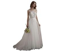 ZOOYYUE Brautkleider Elegantes Floral Spitze Hochzeitskleid Braut Prinzessin Glitzer Tüll Standesamtkleider Boho Beach Brautmode Brautkleid Weiß 54