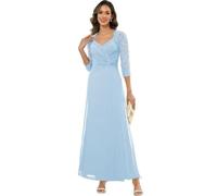 ZOOYYUE Brautmutterkleider Für Hochzeit,Damen Chiffon Lang Brautmutterkleider Für Hochzeit Formelles Abendkleid Mit Ärmeln Kleider Für Die Brautmutter Hochzeitsgastkleid Hellblau 42