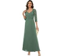 ZOOYYUE Brautmutterkleider Große Größen,Damen Chiffon Lang Brautmutterkleider Für Hochzeit Formelles Abendkleid Mit Ärmeln Kleider Für Die Brautmutter Hochzeitsgastkleid Eukalyptus 36