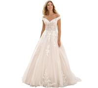 ZOOYYUE Hochzeitskleider,Damen Lange Boho Brautkleider Spitze Strand Hochzeitskleid Böhmisches Standesamt Ärmellos Brautkleid Elfenbein 38