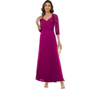 ZOOYYUE Kleid Damen Große Größen,Damen Chiffon Lang Brautmutterkleider Für Hochzeit Formelles Abendkleid Mit Ärmeln Kleider Für Die Brautmutter Hochzeitsgastkleid Heißes Rosa 36