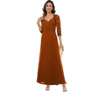 ZOOYYUE Kleider Große Größen Festlich,Damen Chiffon Lang Brautmutterkleider Für Hochzeit Formelles Abendkleid Mit Ärmeln Kleider Für Die Brautmutter Hochzeitsgastkleid Gebranntes Orange 52