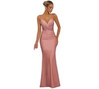 ZOOYYUE Satin Abendkleider Elegant für Hochzeit,Meerjungfrauen Ballkleider Damen Spaghettiträger Brautjungfernkleider Bodycon Lange Hochzeitsgast Kleid