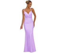 ZOOYYUE Satin Abendkleider Elegant für Hochzeit,Meerjungfrauen Ballkleider Damen Spaghettiträger Brautjungfernkleider Bodycon Lange Hochzeitsgast Kleid