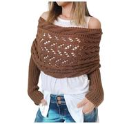 Zopfmuster-Wickelschal für Damen, Gestrickter Zopfmusterschal Casual Winter Outdoor Einfarbig Schal mit Ärmeln Gestrickt, Pullover Schal, Sweater Scarf with Sleeves Strickschal