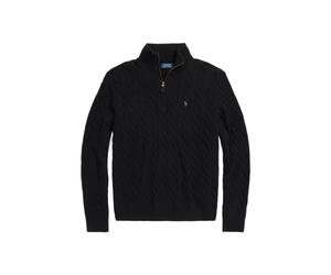 Zopfmusterpullover mit Reißverschluss L Black