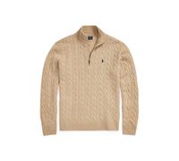 Zopfmusterpullover mit Reißverschluss S Tan