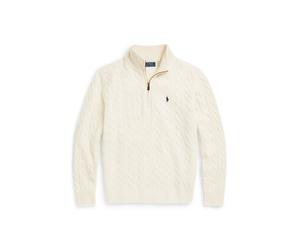 Zopfmusterpullover mit Reißverschluss XXL Tan