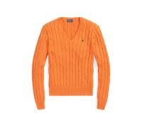 Zopfmusterpullover mit V-Ausschnitt L Orange