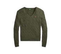 Zopfmusterpullover mit V-Ausschnitt M Green