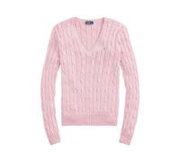 Zopfmusterpullover mit V-Ausschnitt M Pink