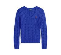 Zopfmusterpullover mit V-Ausschnitt XS Blue