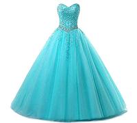 Zorayi Damen Liebsten Lang Tüll Formellen Abendkleid Ballkleid Festkleider Türkis Größe 38