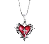 ZoraYorce Gothic-Kreuz-Herz-Halskette, Punk-Herz-Anhänger-Halskette, Geschenke für Frauen (rot)