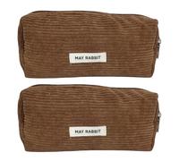 ZORESCOLEO Federmäppchen aus Cord für Kinder, Studenten und Erwachsene, großes Fassungsvermögen, Stifteetui mit Reißverschluss, Reise-Kosmetiktasche, 2 Stück, braun, as the pic show