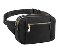 ZORFIN Bauchtaschen für Damen und Herren, modische Gürteltasche mit 5 Reißverschlusstaschen, Verstellbarer Gürtel, lässige Hüfttasche für Disney, Reisen, Einkaufen, Wandern, Radfahren, schwarz, Small