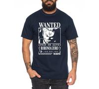 Zoro 1100 - Herren T-Shirt Straw Hat Luffy Zoro One Monkey D. Pirat Ace Piece Goku Anime Ruffy, Größe:S, Farbe:Dunkelblau