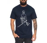 Zoro Stand - Herren T-Shirt Straw Hat Luffy Zoro One Monkey D. Pirat Ace Piece Goku Anime Ruffy, Größe:L, Farbe:Dunkelblau