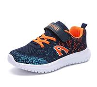 Zosyns Jungen Sportschuhe Kinderschuhe Jungen Laufschuhe Mesh Atmungsaktiv Kinder Sneaker Turnschuhe Klettverschluss Wanderschuhe Hallenschuhe für Jungen Blau 34
