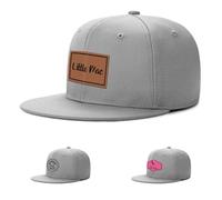 ZOTIMEF Personalisiertes Baby-Baseballkappe - Individueller Name Lederflicken Trucker-Mütze - Verstellbarer Snapback für Säugling, Kind, Erwachsener Hellgrau Kein Netz