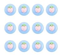 ZoTuoART Runde Knöpfe in Herzform, 20 mm, Süßigkeitenfarben, Blume, Erdbeere, Cartoon, Kinder, Ersatzknöpfe, handgefertigt, Kleidung, Nähknöpfe, Erdbeere (blau), rund, 12 Stück