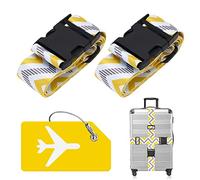 ZOUIQSS 2 Stück verstellbare Koffergurt Kofferband,strapazierfähige Koffergurte,Kofferanhänger Gepäckgurte Reiseverpackungsgurte mit Schnellverschluss(gelb grau)