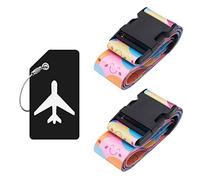 ZOUIQSS 2 Stück verstellbare Koffergurt Kofferband,strapazierfähige Koffergurte,Kofferanhänger Gepäckgurte Reiseverpackungsgurte mit Schnellverschluss(Lächeln)